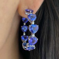 Heart Cut Blue Sapphire Hoop Earrings Women's Jewelry Next Jewelry