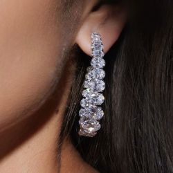 Oval Cut White Sapphire Hoop Earrings Women's Jewelry Next Jewelry