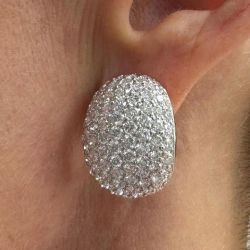 Pave Setting Round Cut White Sapphire Stud Earrings Women's Jewelry Next Jewelry