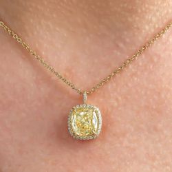 Golden Halo Cushion Cut Yellow Sapphire Pendant Wedding Necklace Women's Jewelry Next Jewelry