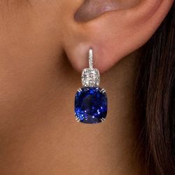 Cushion Cut Blue Sapphire Drop Earrings For Women Next Jewelry