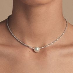 Round Pearl Wedding Solitaire Necklace For Women Next Jewelry