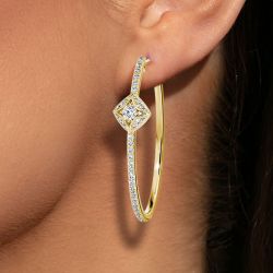 Golden Round Cut White Sapphire Hoop Earrings For Women Next Jewelry