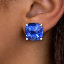 Classic Cushion Cut Blue Sapphire Stud Earrings For Women Next Jewelry