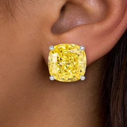 Classic Cushion Cut Yellow Sapphire Stud Earrings For Women Next Jewelry