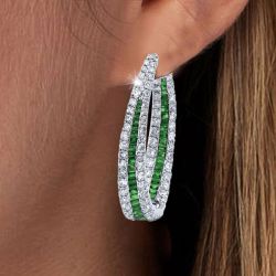 Emerald Cut Emerald Sapphire Hoop Earrings For Women Next Jewelry