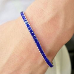 Asscher Cut Blue Sapphire Tennis Bracelet For Women Next Jewelry 