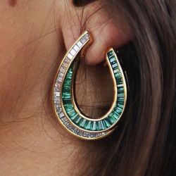 Baguette Cut Emerald  Sapphire Hoop Earrings For Women Next Jewelry