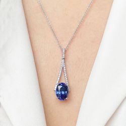 Oval Cut Blue Sapphire Pendant Wedding Necklace For Women Next Jewelry 