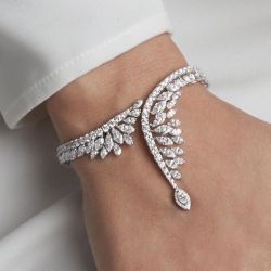 Halo Marquise Cut White Sapphire Jewelry Bangle Bracelet For Women Next Jewelry