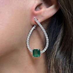 Emerald Cut Emerald Sapphire Hoop Earrings For Women Next Jewelry