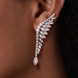 Halo Marquise Cut White Sapphire Drop Earrings For Women